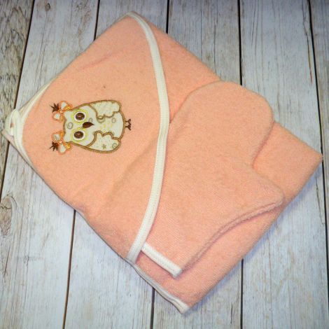 Детское полотенце с капюшоном Осьминожка персиковое