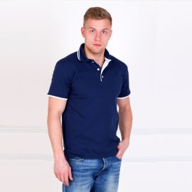 Мужская футболка-поло с короткими рукавами синяя