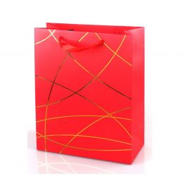 Пакет подарочный Классика красный с золотом 31х42х12