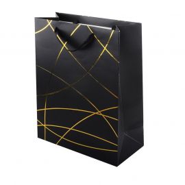Пакет подарочный Классика черный с золотом 31х42х12