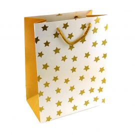 Пакет подарочный Звезды на белом 31х42х12