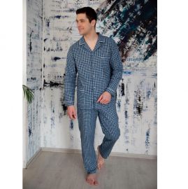 Мужская фланелевая пижама бирюзовая клетка