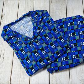 Мужская фланелевая пижама эконом синяя клетка 5